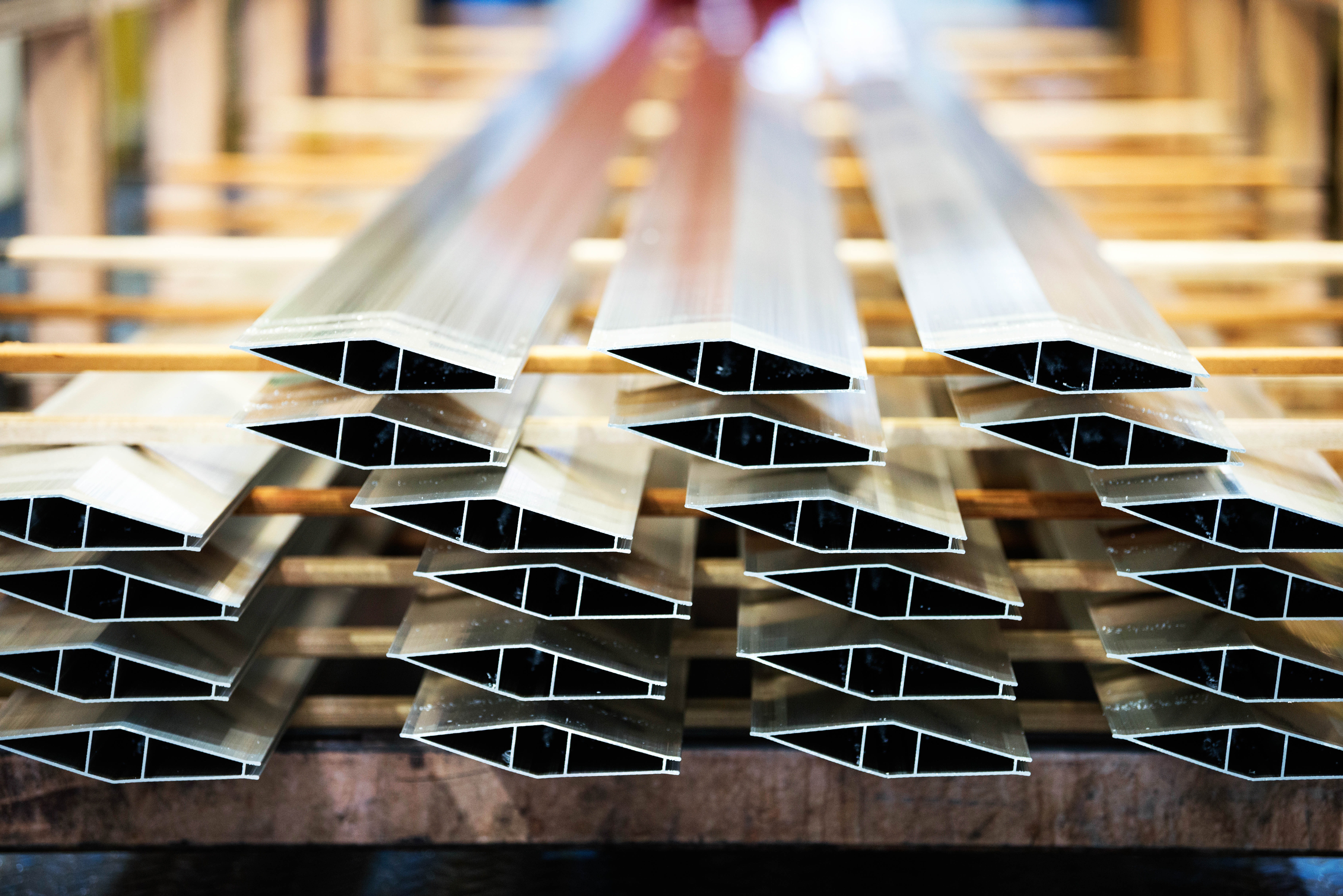 a group of metal beams