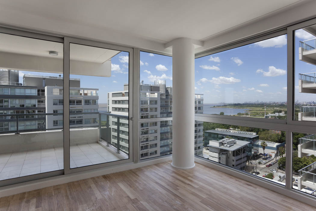 a view of a city from a balcony