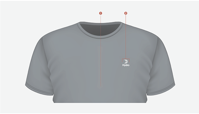 a white t-shirt with a red ball on it