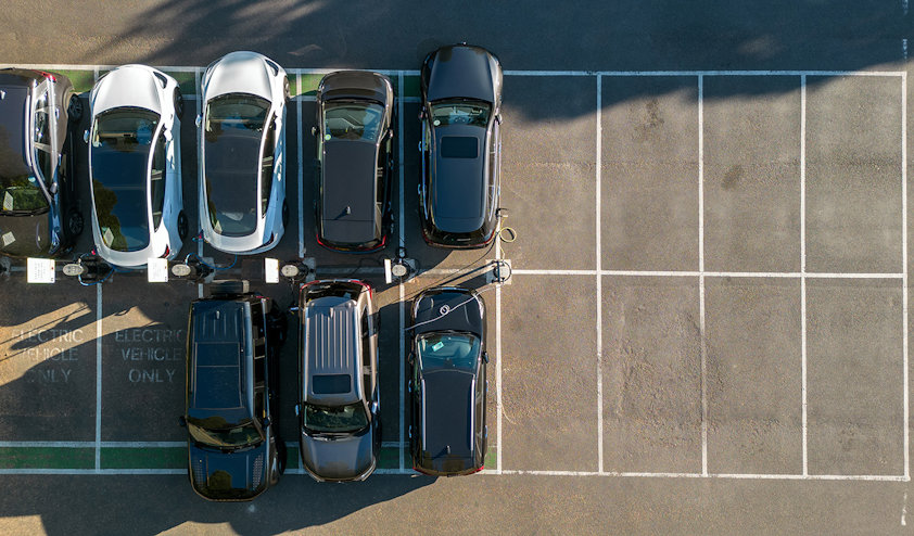 a group of cars charging