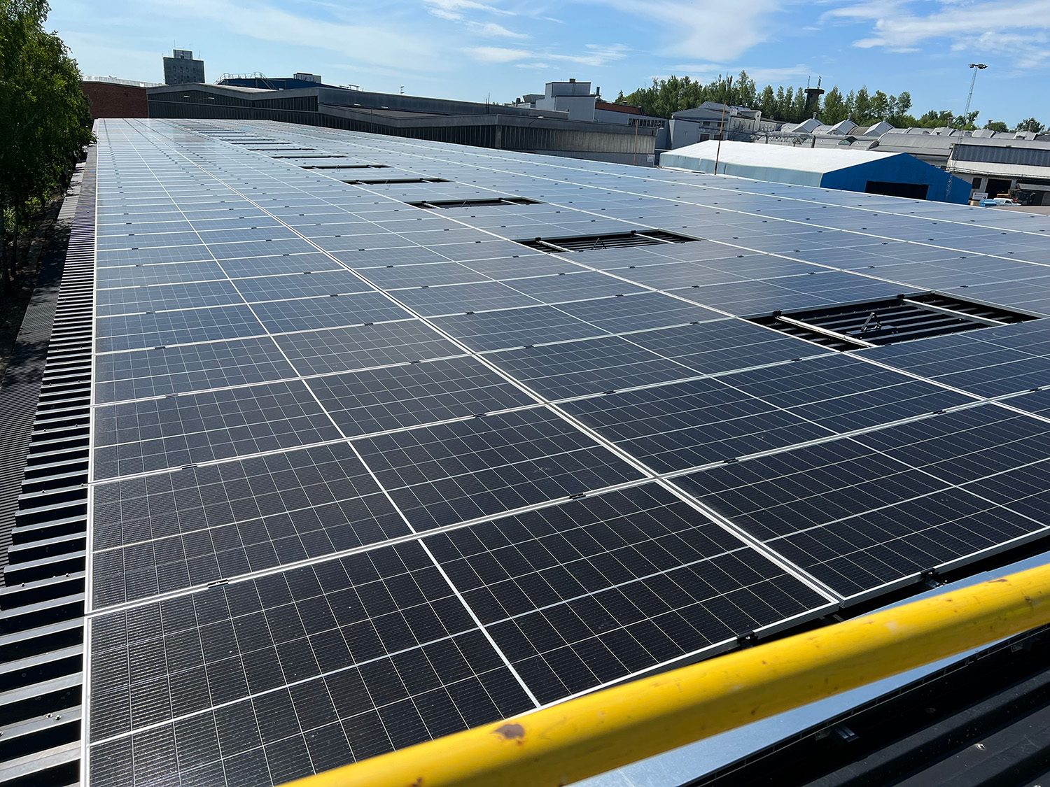 solar panels on a roof