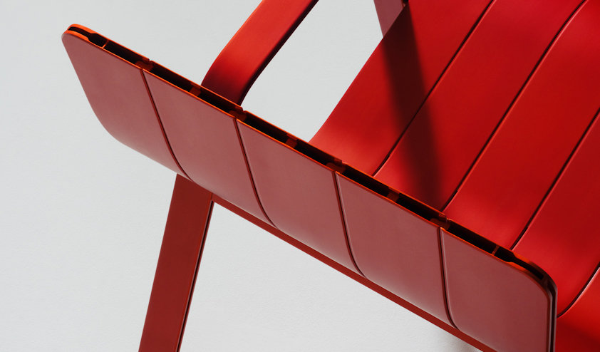 A red aluminium chair