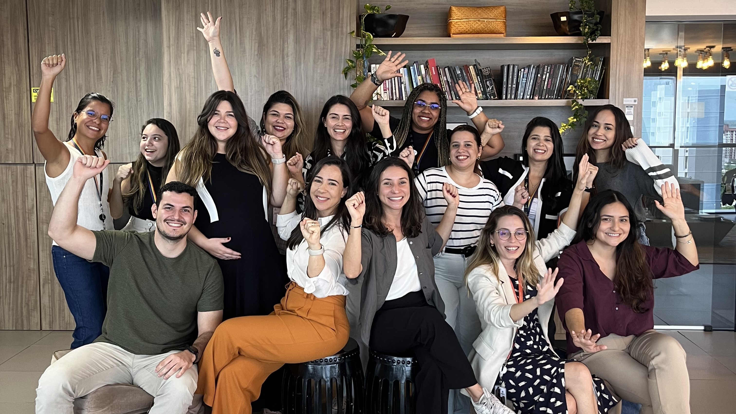 a group of people posing for a photo