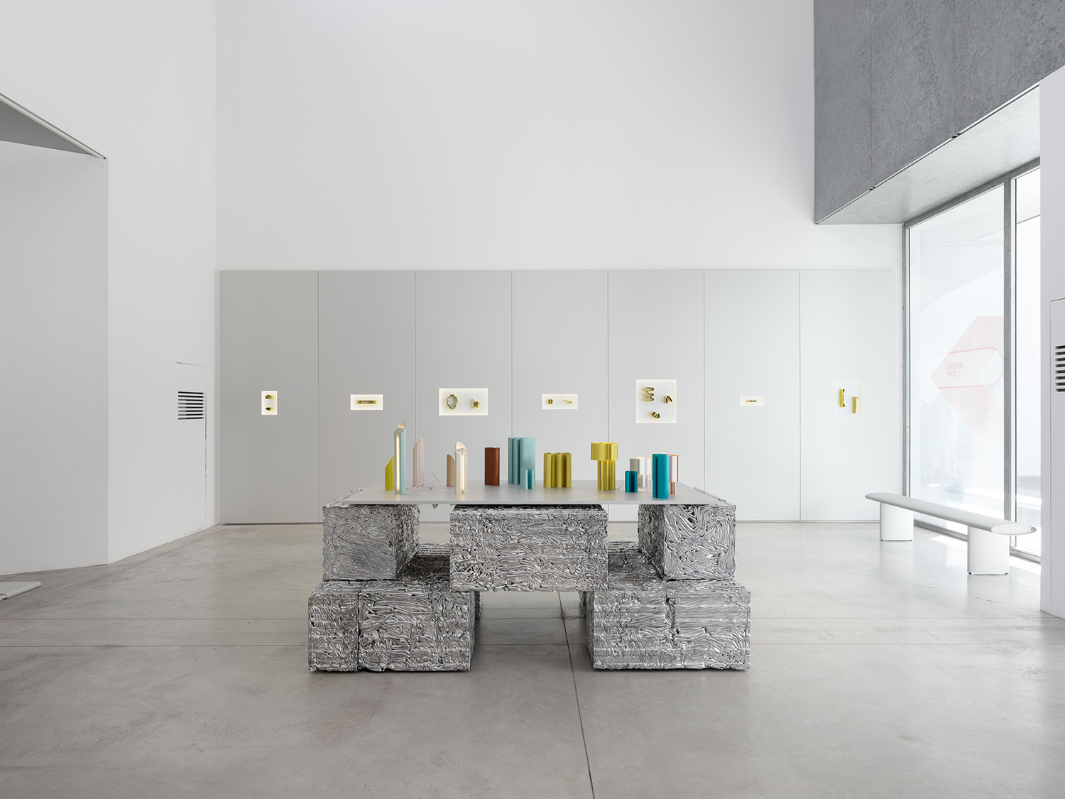 a table with many objects on it