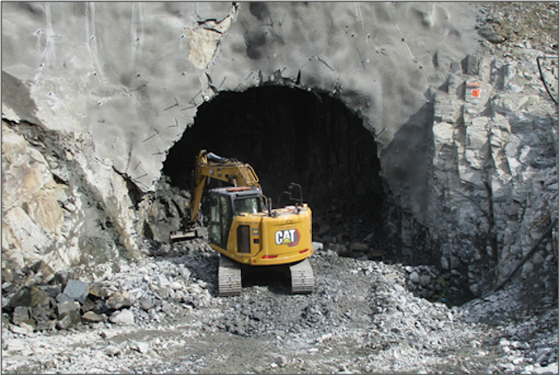 a construction vehicle in a cave