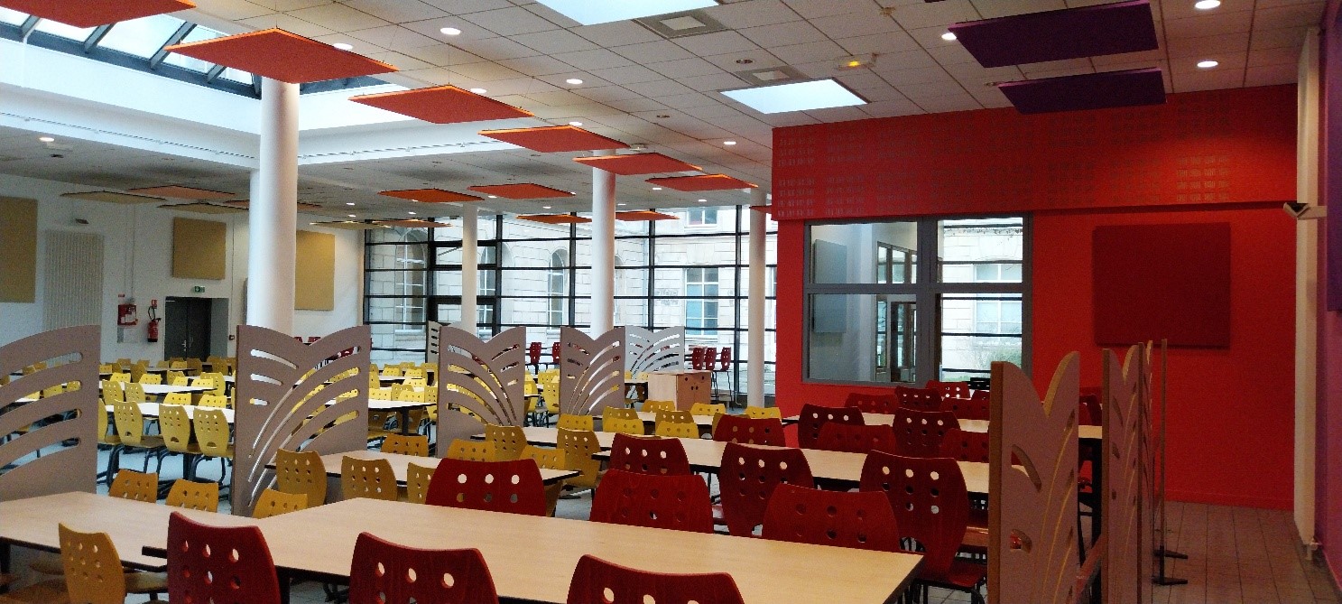 a room with tables and chairs